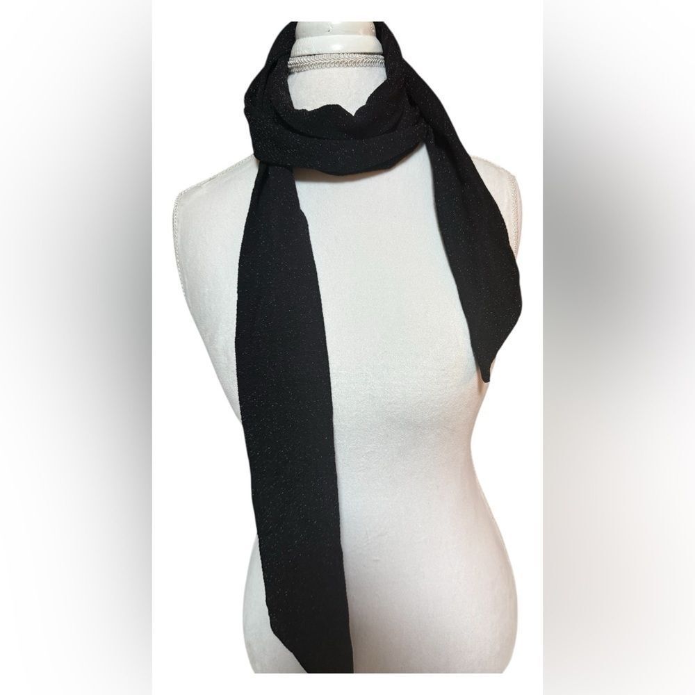 Collection Eighteen Black Metallic Skinny Scarf